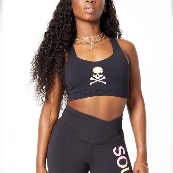 Soulcycle X Lululemon Free To Be Serene Bra Black Size 6 Black with Grey Straps - Picture 1 of 7